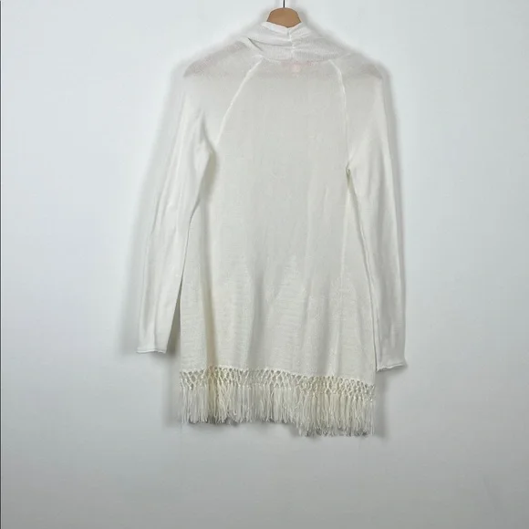 Lilly Pulitzer Tatum Long Sleeve White Women's XS Cardigan Sweater with Fringe - Picture 5 of 9